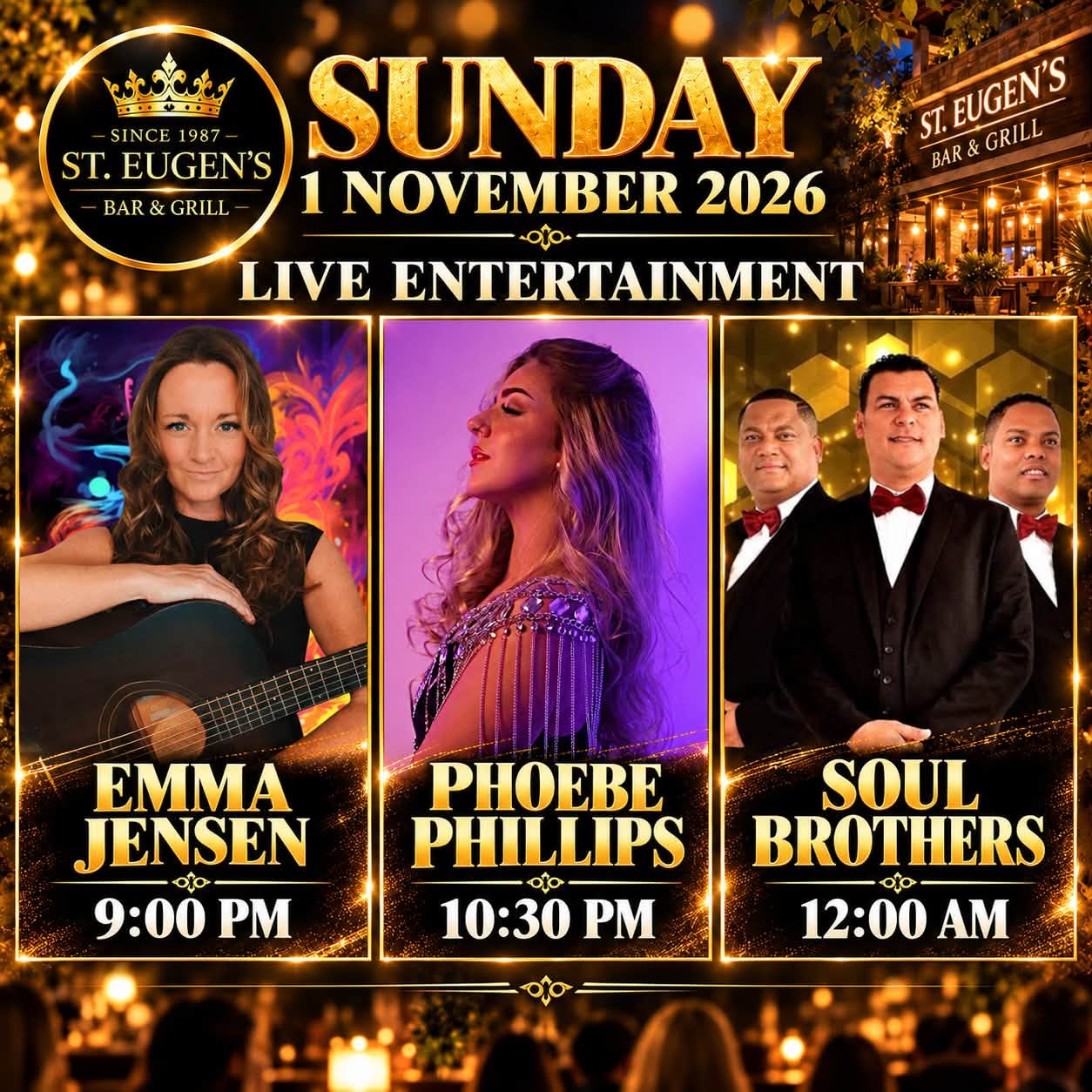 Emma Jensen en St Eugen's, San Eugenio: cartel del evento en Tenerife