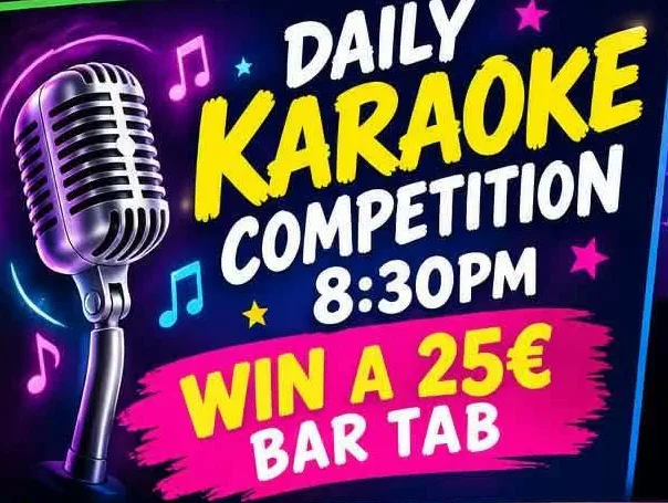 Karaoke Competition en Scallywags Family Showbar, Costa Adeje: cartel del evento en Tenerife