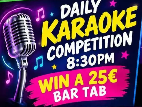 Karaoke Competition en Scallywags Family Showbar, Costa Adeje: cartel del evento en Tenerife