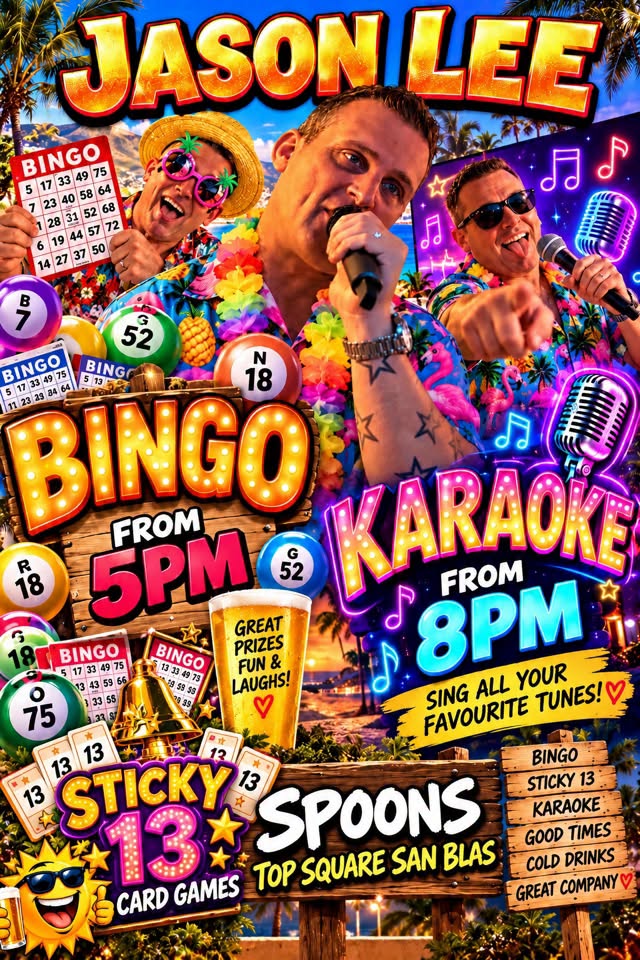 Karaoke with Jason Lee al The Spoons Tenerife, Golf del Sur — locandina evento a Tenerife