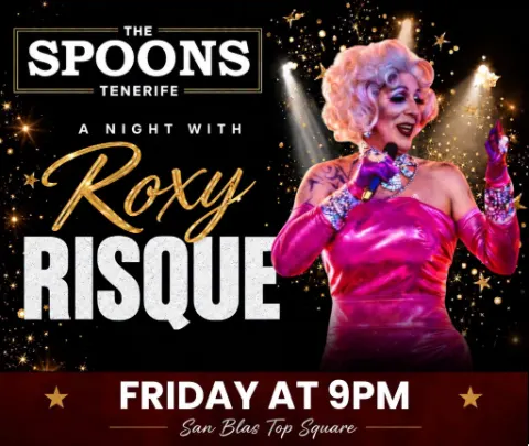 Roxy Risque at The Spoons, Golf del Sur — Tenerife event poster