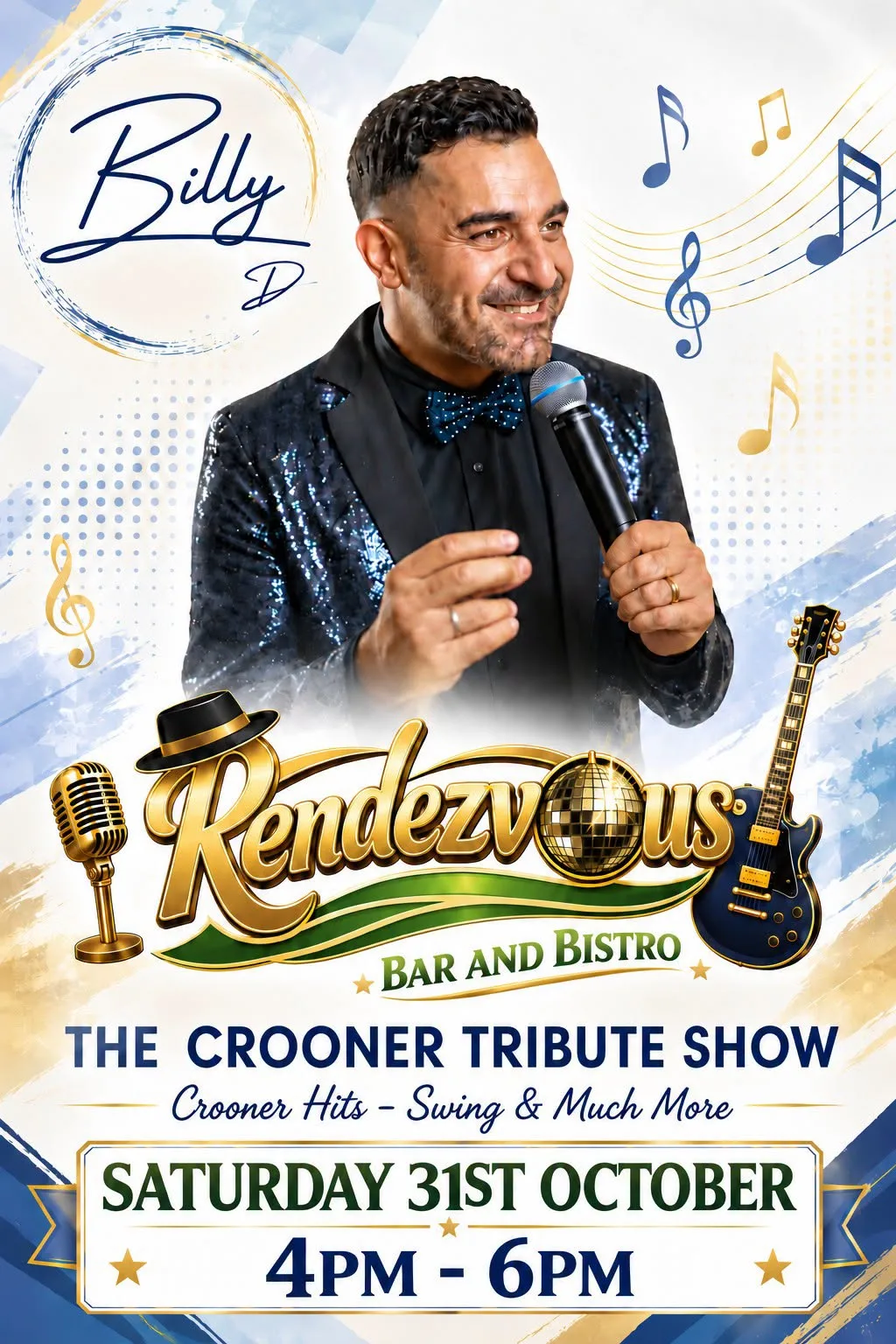 Billy D – The Crooner Tribute Show im Rendezvous Bar & Bistro, Golf del Sur – Veranstaltungsplakat Teneriffa
