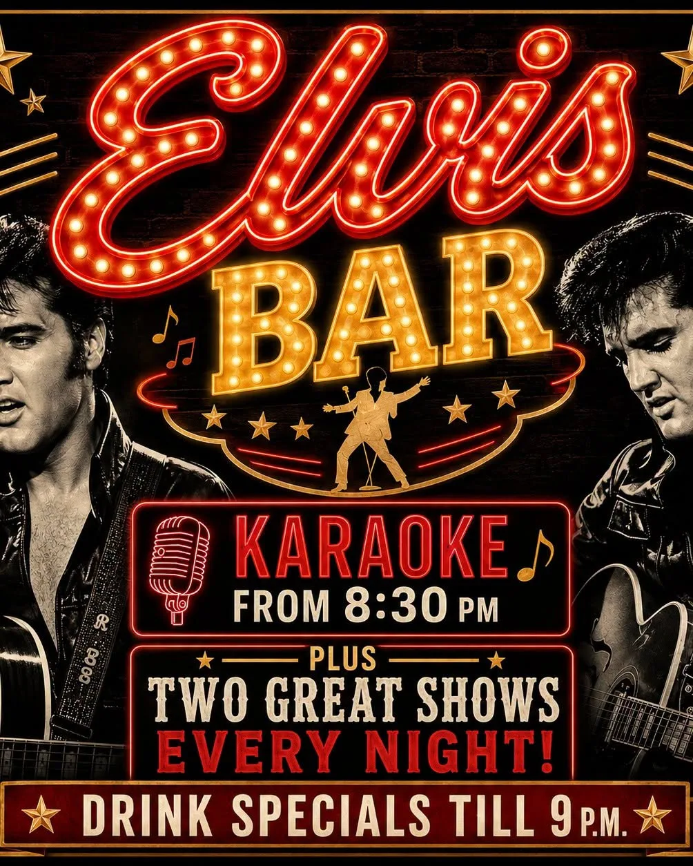 Karaoke with Shaun Carling im Elvis Bar, Torviscas – Veranstaltungsplakat Teneriffa