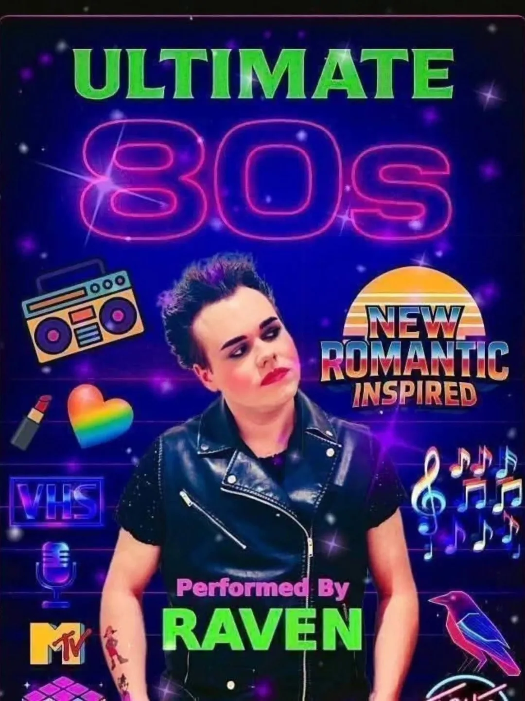 Raven T – Ultimate 80's Show at Dreamers Bar, Los Cristianos — Tenerife event poster