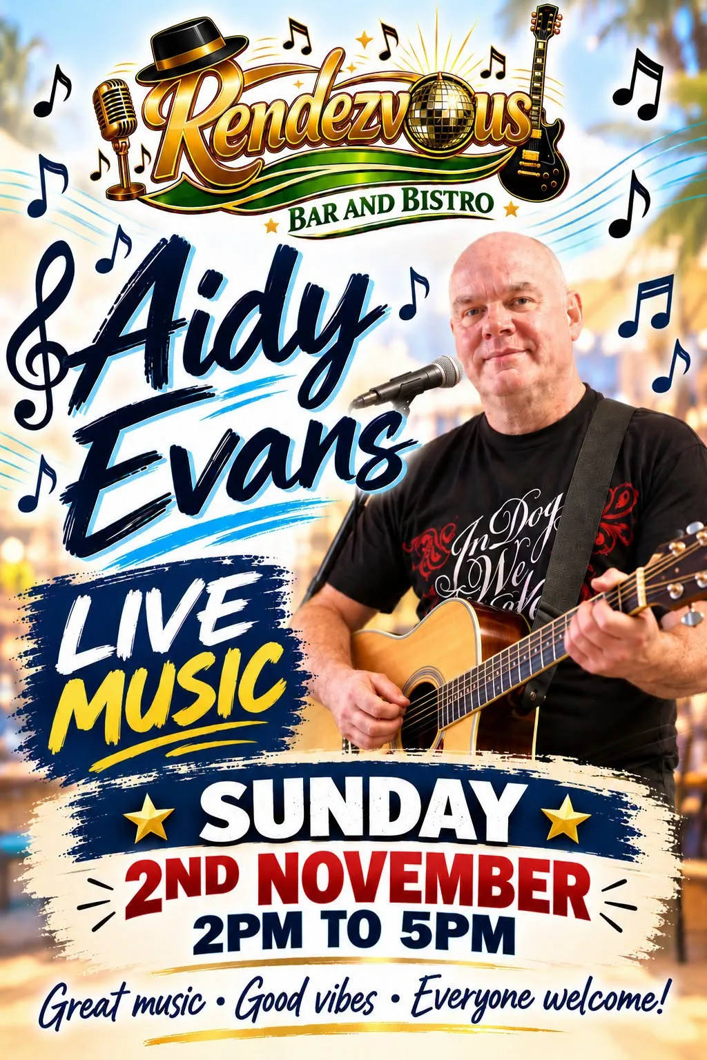 Aidy Evans – Live Music at Rendezvous Bar & Bistro, Golf del Sur — Tenerife event poster