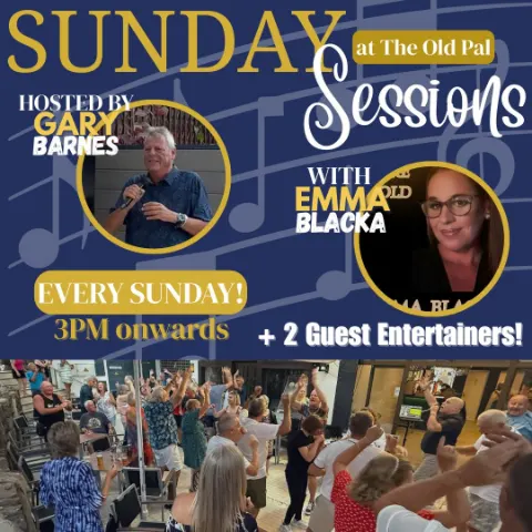 Sunday Sessions en The Old Pal Bar, Costa Adeje: cartel del evento en Tenerife