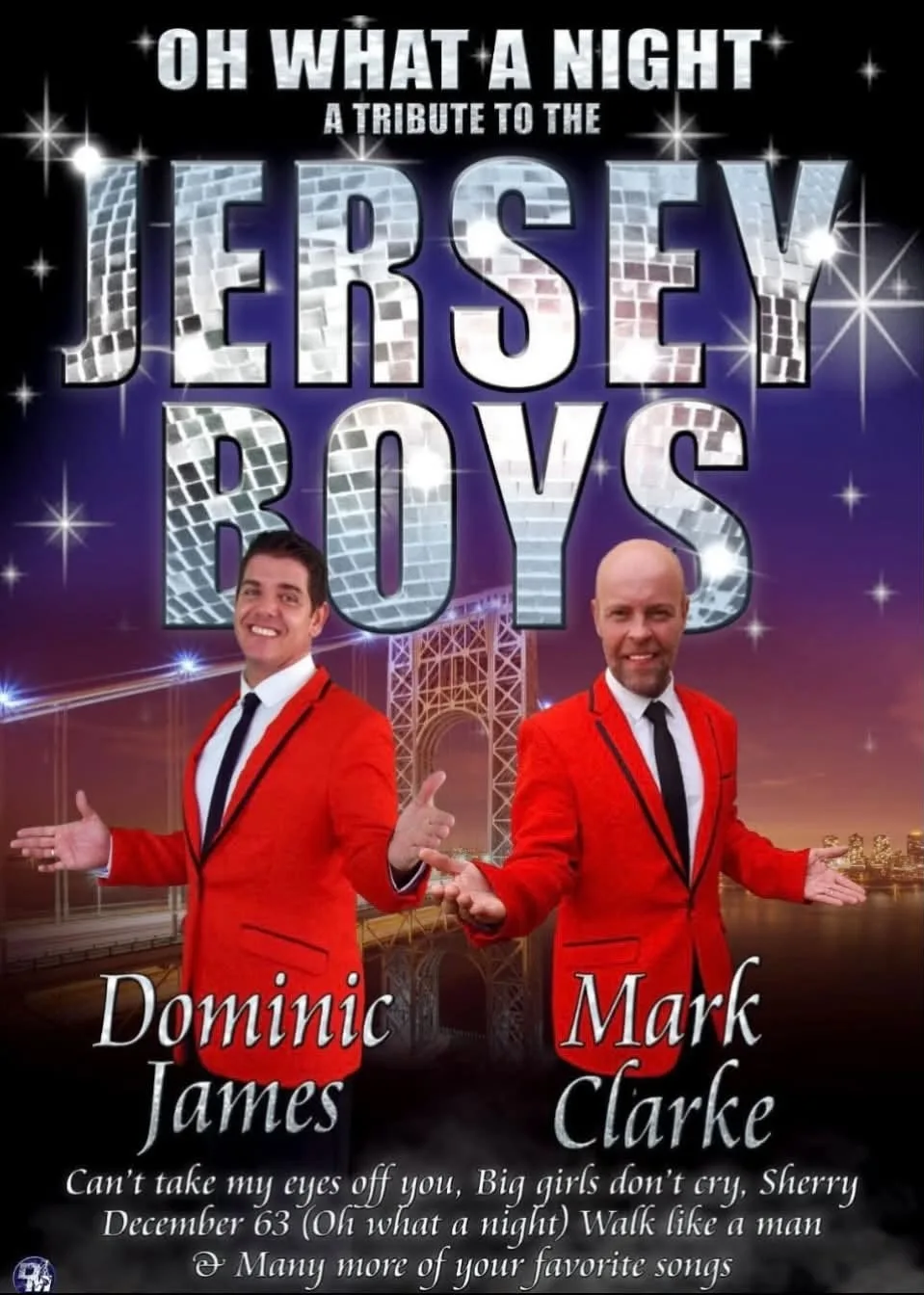 Oh What a Night – Jersey Boys Tribute im Brewers Droop Bar Tenerife, Los Cristianos – Veranstaltungsplakat Teneriffa
