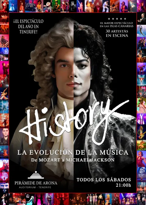 History – The Evolution of Music: From Mozart to Michael Jackson at HISTORY - The Evolution of Music, Playa de las Américas — Tenerife event poster